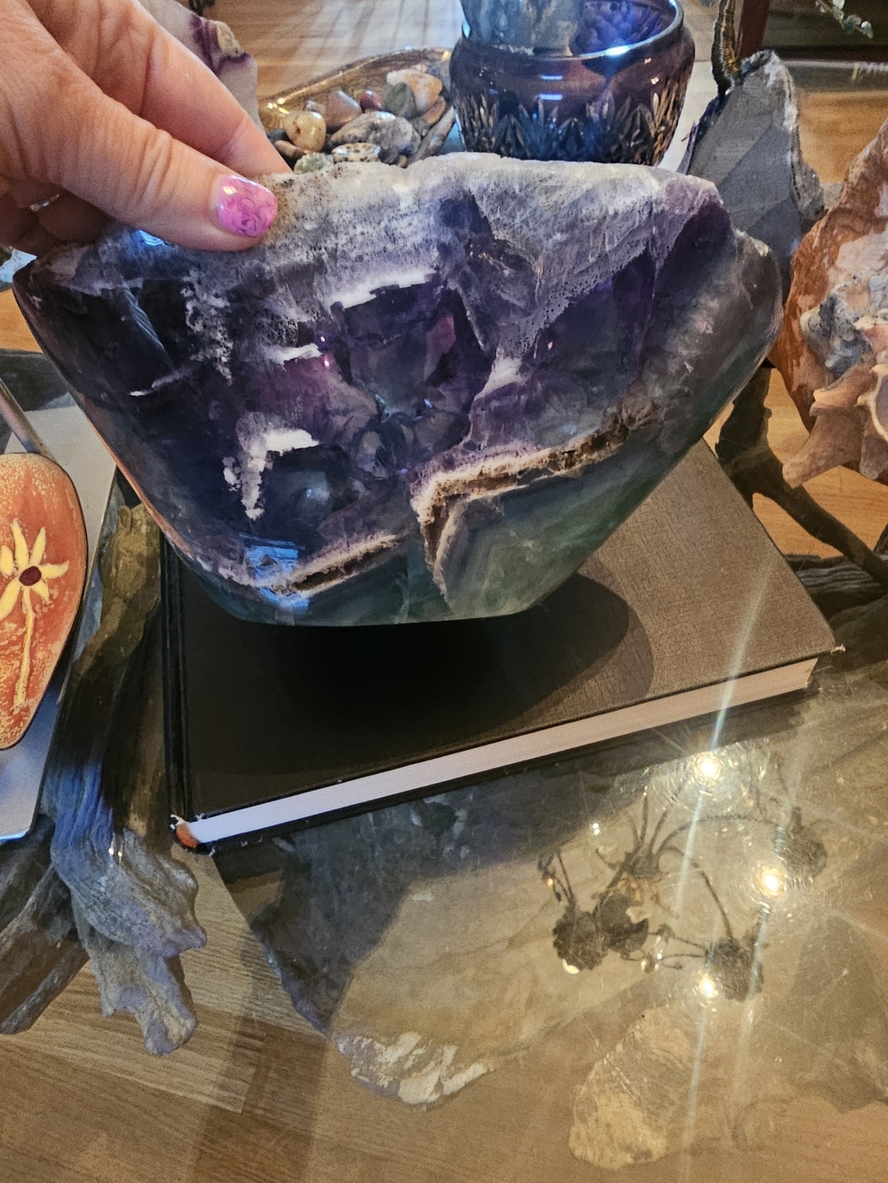 Flourite Purple and Green Crystal Bowl - Home Accents